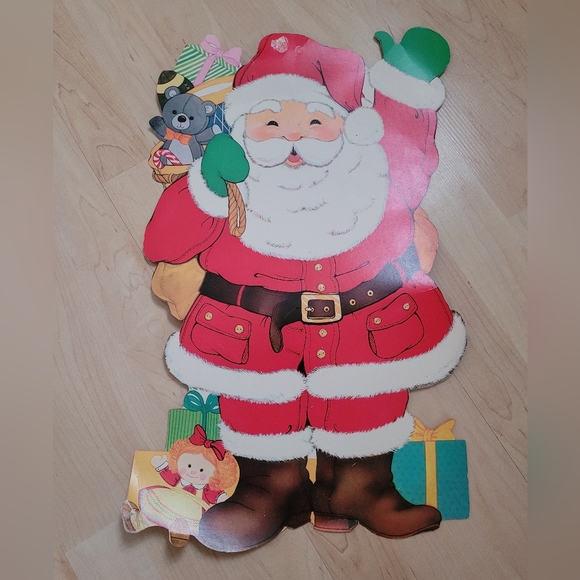 Vintage 1990s Eureka Christmas Santa Claus die-cut cardstock decoration - Picture 2 of 6